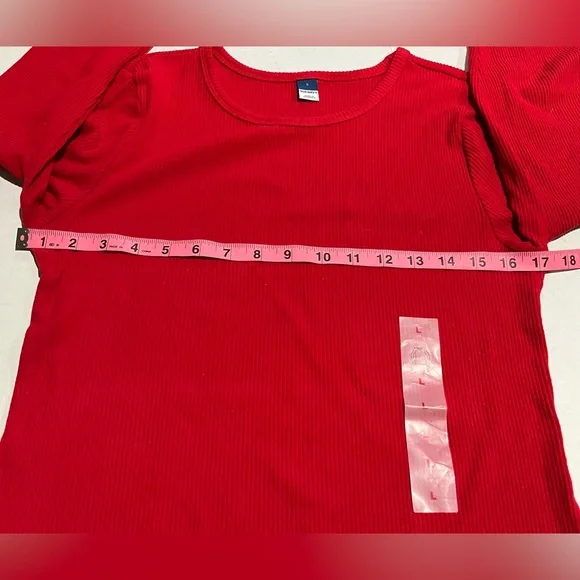 Old Navy NWT Women’s Vibrant Red Rib-Knit Long Sleeve Crew Neckline Shirt SIZE L - Picture 8 of 8